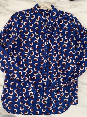 Stella McCartney Blue Floral Print Silk Shirt, Size IT 40 / US 8 Made in Hungary